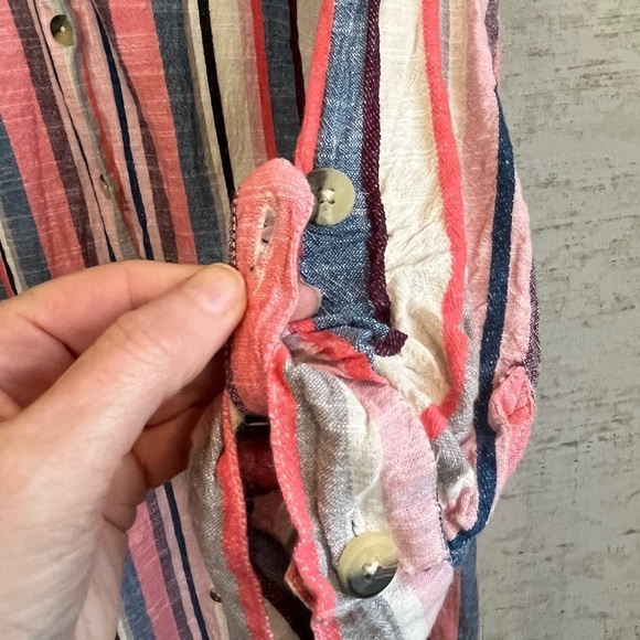 Mlle Gabrielle Vertical Striped Shirt Dress Sz XL Button Up Spring Easter Colors - Picture 5 of 15